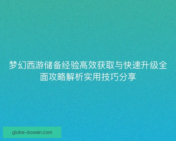 梦幻西游储备经验高效获取与快速升级全面攻略解析实用技巧分享